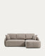Laira 3-seater sofa bed with right chaise longue in taupe chenille 246cm FSC Mix Credit