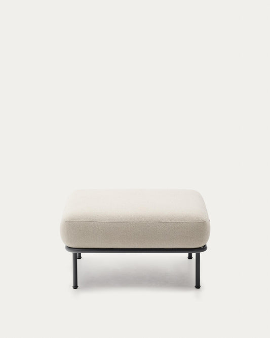 Aurum ecru chenille footrest with matte grey metal base 85 x 85cm FSC Mix Credit