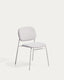 Meli stackable chair in beige chenille with beige metal legs FSC Mix Credit
