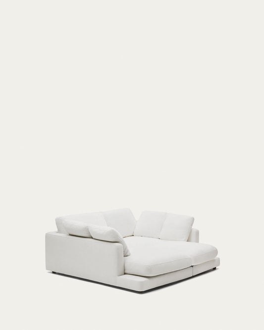 Gala 3-seater sofa with double chaise longue in white chenille FSC Mix Credit 210cm