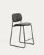 Meli stackable stool in grey chenille with grey metal legs FSC Mix Credit 65cm