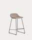Zahara stool in brown chenille with steel legs with black finish 65cm FSC 100%
