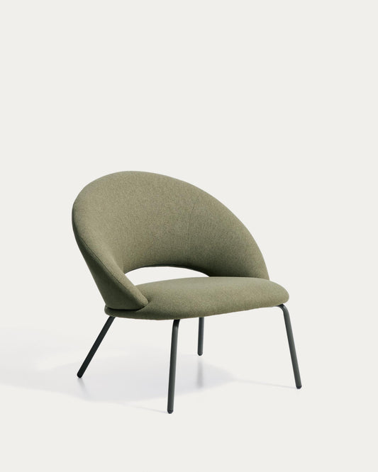 Bonali armchair in green chenille with green metal legs FSC Mix Credit