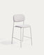 Meli stackable stool in beige chenille with beige metal legs FSC Mix Credit 65cm