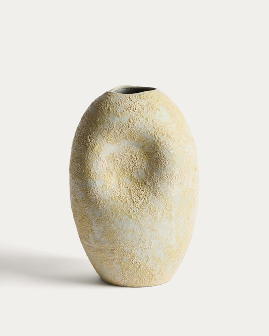 Medira ecru and yellow ceramic vase 32.5cm