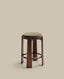 Granite stool in green chenille and solid ash wood with walnut-coloured finish FSC 100% 75cm