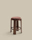 Granite stool in brown chenille and solid ash wood with walnut-coloured finish FSC 100% 75cm