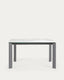 Axis extendable porcelain table with Kalos Blanco finish and dark grey steel legs, 140 (200) cm