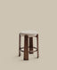 Granite stool in beige chenille and solid ash wood with walnut-coloured finish FSC 100% 65cm
