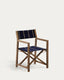 Vilara blue and beige striped outdoor folding chair made of FSC 100% solid acacia wood