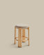 Granite stool in beige chenille and solid ash wood with natural tone finish FSC 100% 65cm