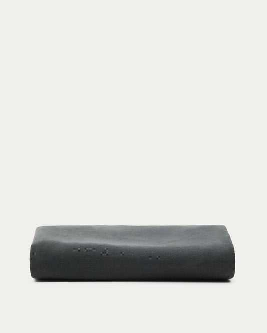 Anthracite grey linen and cotton Jaira bed base cover for a 150 x 190 cm mattress