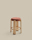 Granite stool in terracotta chenille and solid ash wood with a natural tone finish FSC 100% 65cm
