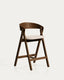 Godia stool in oak veneer with walnut finish and beige chenille