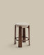 Granite stool in beige chenille and solid ash wood with walnut-coloured finish FSC 100% 75cm