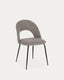 Mahalia dining chair in light grey with steel legs, with a black painted finish FSC 100%