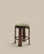 Granite stool in green chenille and solid ash wood with walnut-coloured finish FSC 100% 65cm