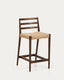Analy stool with backrest in solid oak wood with walnut finish and rope seat, 65 cm, FSC Mix Credit