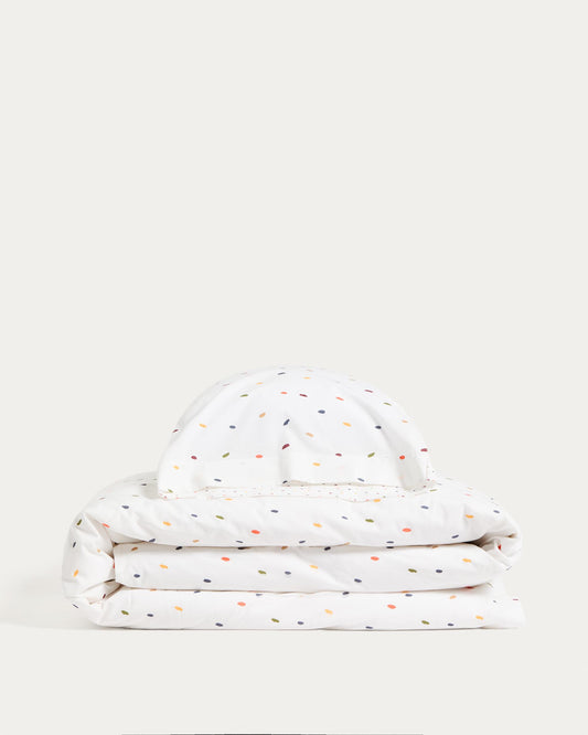 Epifania duvet cover and pillowcase set in cotton percale with multicolour print for 90cm bed