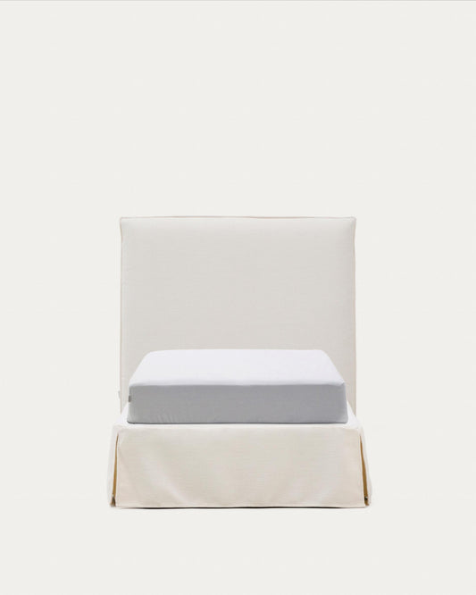 Jaira white chenille bed with removable cover for 90x200cm mattress FSC Mix Credit