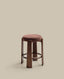 Granite stool in brown chenille and solid ash wood with walnut-coloured finish FSC 100% 65cm