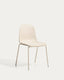 Debari chair with chenille cushion and beige-finish steel legs