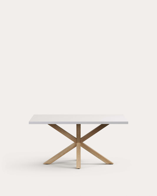 Argo table in melamine with white finish and wood-effect steel legs 160 x 100 cm