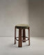Granite fire-retardant stool in green chenille and solid ash wood with walnut-coloured finish FSC 100% 65cm