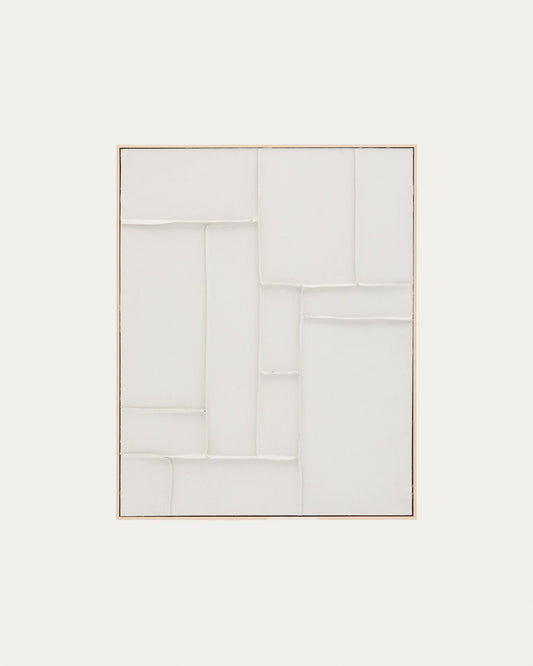 Klis white linen picture with geometric shapes, 80 x 100 cm