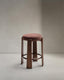 Granite stool in brown chenille and solid ash wood with walnut-coloured finish FSC 100% 75cm