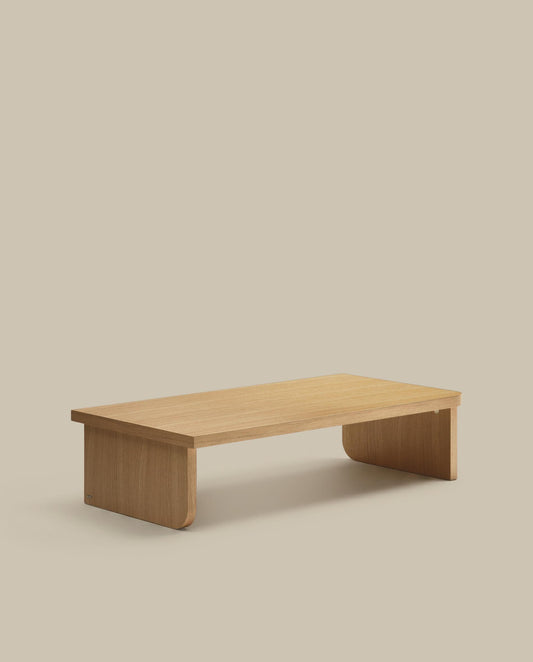 Oaq coffee table in oak wood veneer with natural finish, 140 x 75 cm FSC Mix Credit