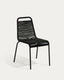 Lambton stackable chair in black rope and steel with black finish