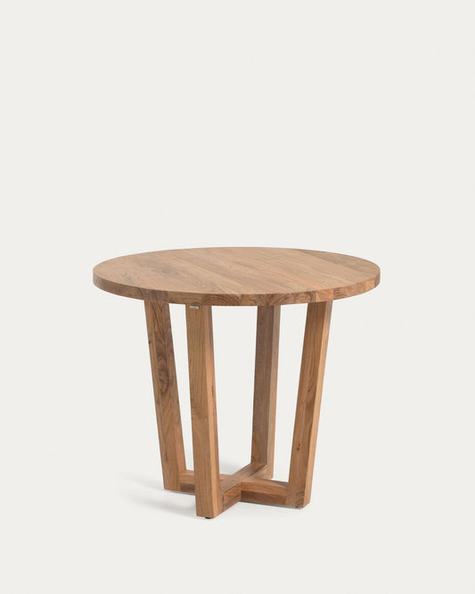 Nahla round table in solid mango wood with walnut finish Ø 90cm FSC 100%