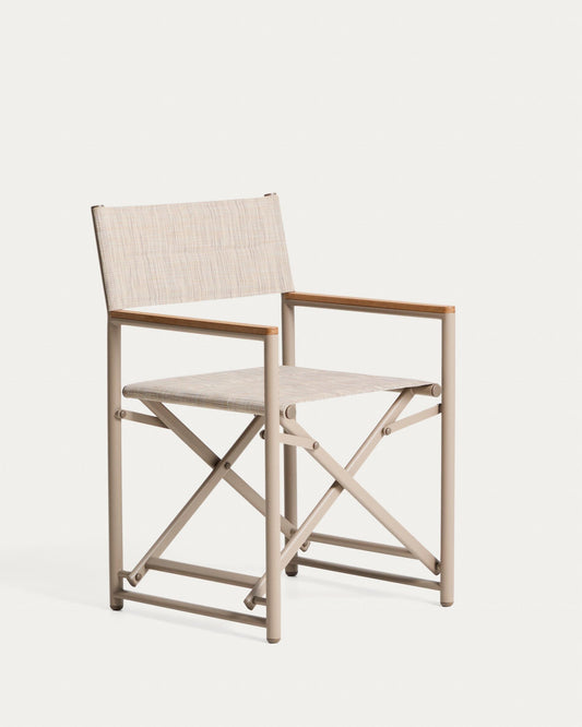Tisno outdoor folding chair in taupe aluminium and taupe texteline