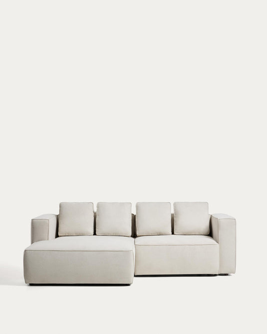 Marela beige chenille 3-seater sofa bed with left chaise longue 236cm FSC Mix Credit