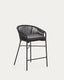 Yanet stool made from black cord and galvanised steel, height 65 cm
