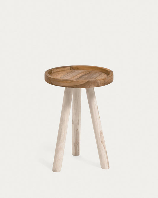 Glenda round solid teak wood side table, Ø 35 cm