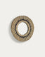 Akila round mirror made from green natural fibres and black cotton cord, 40 cm