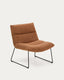 Asen terracotta chenille armchair with black steel legs FSC 100%