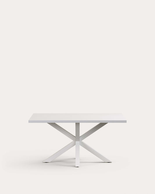 Argo table in melamine with white finish and steel legs with white finish 160 x 100 cm