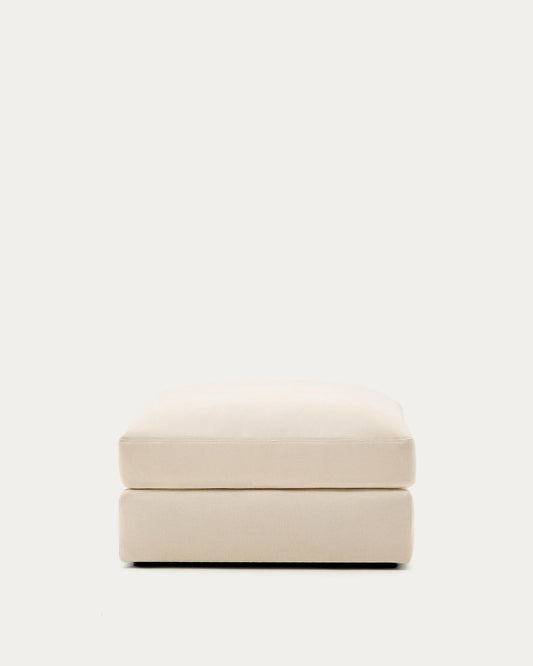 Alea ecru chenille footrest with removable cover 90 x 90cm