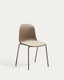 Debari chair with chenille cushion and brown-finish steel legs