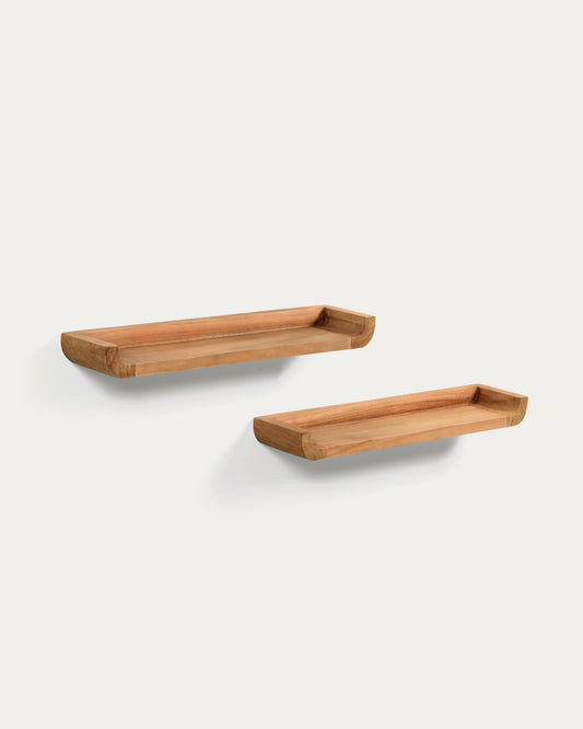 Shamel set of 2 solid teak shelves 50 x 5 cm