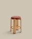 Granite stool in terracotta chenille and solid ash wood with a natural tone finish FSC 100% 75cm