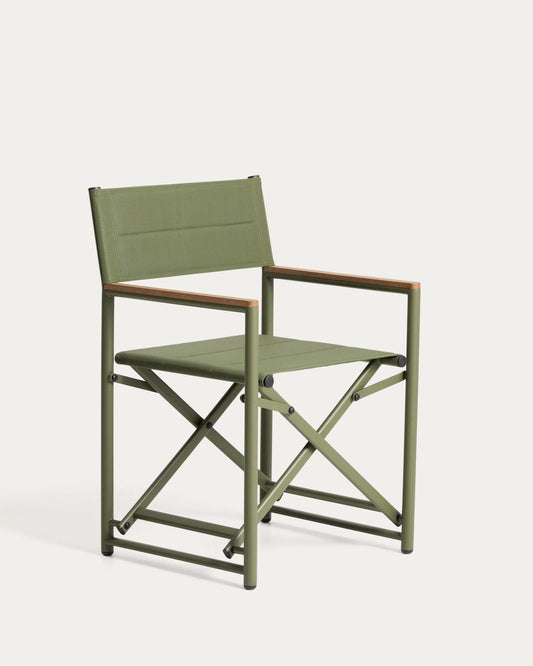 Tisno outdoor folding chair in green aluminium and green texteline