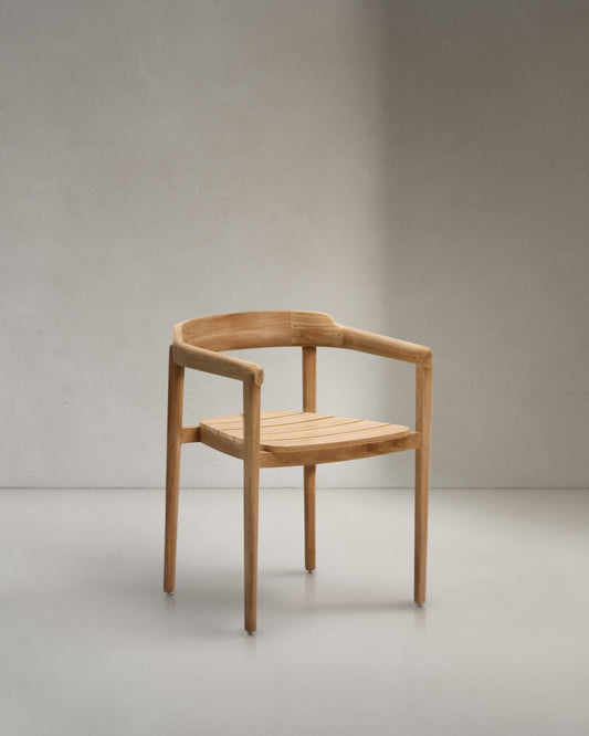 Icaro stackable chair in FSC 100% solid teak wood with natural finish
