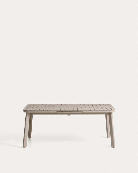 Izola extendable outdoor table in aluminium with taupe finish 185 (235) x 100 cm