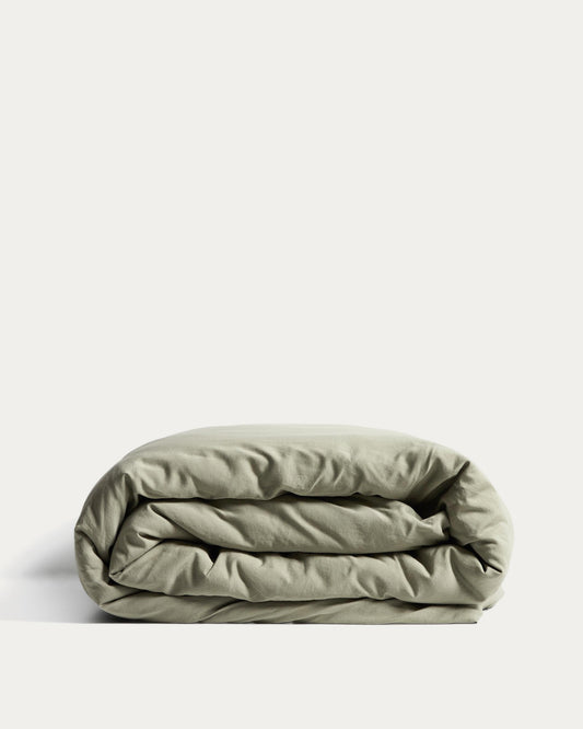 Sirale 100% cotton sateen duvet cover with washed green finish for 90cm bed