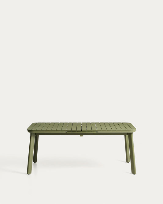 Izola extendable outdoor table in aluminium with green finish 185 (235) x 100cm