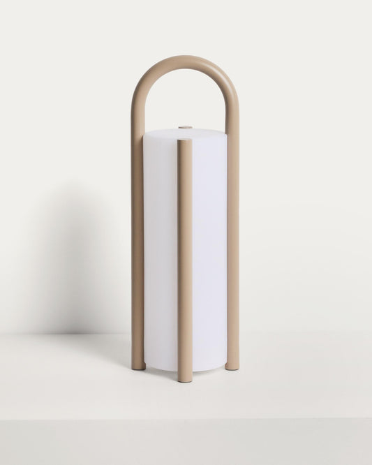 Leros large portable table lamp in taupe polyethylene and steel